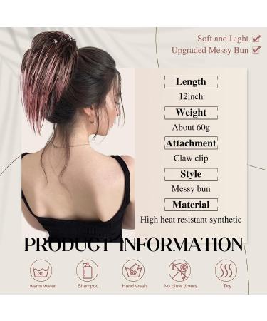 Colorful Panda Claw Clip Ponytail Extension 10 Inch - Ombre Pink Messy Bun Scrunchie Hair Accessory for Women and Girls - Buy Online on GoSupps.com