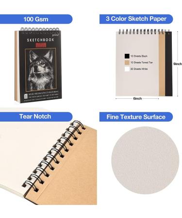 Prina 50 Pack Drawing Set Sketch Kit with 3-Color Sketchbook and Pencils - Pro Art Supplies for Artists, Adults, Teens, Beginners - Ideal for Shading and Blending - Buy Online on GoSupps.com