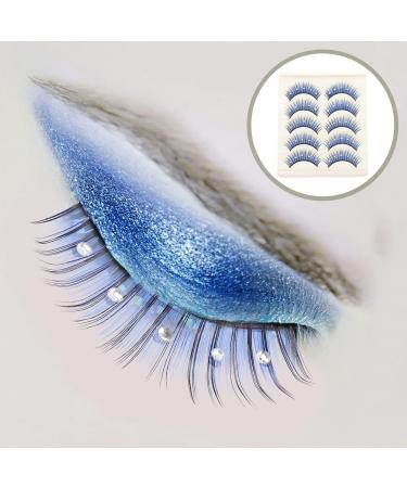 FRCOLOR 5 Pairs Soft Thick Lashes Soft Light Fake Lash Natural False Lashes with Color Handmade Eye Lashes Fake Lashes Natural Cosplay Lashes Blue Lashes With Diamond Fiber Eyelashes 5d - Buy Online on GoSupps.com
