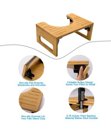 AmazerBath 7 Bamboo Toilet Stool - Collapsible Poop Stool, Natural Color - Pack of 1 - Buy Online on GoSupps.com