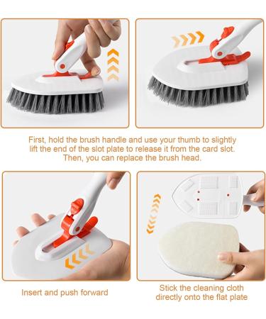 Triangular Bathroom Scrubbers Multifunctional Brush Tile Scrubbers Tub Scrubbers Long Cleanings Brush For Floor Wall Bathtub - Buy Online on GoSupps.com