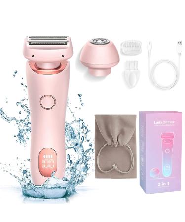 XinBarber Lady Shavers for Women 2-in-1 Ladies Shavers Rechargeable for Arm Leg Face Pubic Area Electric Bikini Trimmer Women Cordless Womens Shaver with Detachable Head Wet/Dry Use