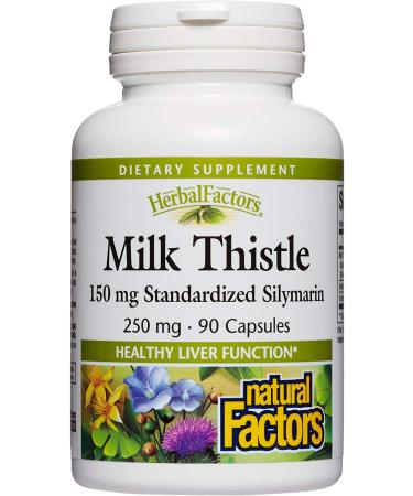 Natural Factors Milk Thistle 250 mg - 90 Vegetarian Capsules for Liver Health - Buy Online on GoSupps.com