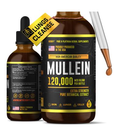 Mullein Drops - Lung Cleanse - Mullein Leaf Extract - Powerful Mullein for Immune Support - Mullein Extract for Lung Detox & Respiratory Support - Made in USA - Herbal Supplements - 4 Oz 4 Fl Oz (Pack of 1)