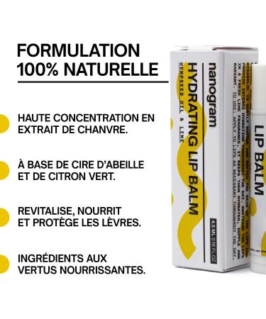 Baume L vres Chanvre - Stick Levres Hydratant l'Huile de Chanvre + Gout Citron - Soins pour les L vres Gerc es - Hydrate R pare et Apaise - Formule Ingr dients Naturels - Buy Online on GoSupps.com