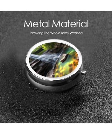 Waterfall Views Round Pill Box - 3 Compartment Travel Organizer for Pills | Portable & Perfect for Travel - Buy Online on GoSupps.com