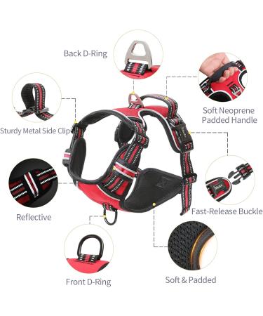 Heele Dog Crockery & No-Pull Harness | Breathable Reflective Dog Gear for Medium Dogs - XS Uni-Red - Buy Online on GoSupps.com