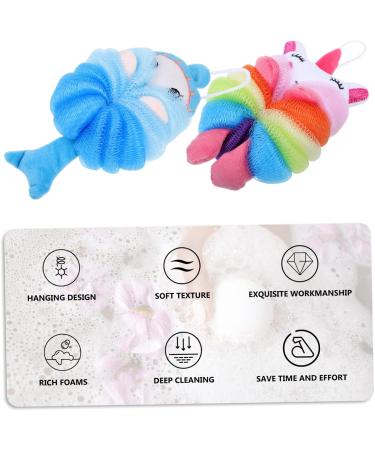 2pcs Cartoon Bath Ball Loofah Sponge - Cute Bathing Scrubber for Kids | Mesh Body Wash Pouf - Buy Online on GoSupps.com