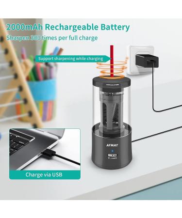 Electric Pencil Sharpener  AFMAT Regargeable Pencil Sharpener Hands-Free  Fully Automatic Pencil Sharpener for 6-7.8mm Colored Pencils  Fast Sharpening  No Uneven Tips  Ideal for Short Pencils Black - Buy Online on GoSupps.com