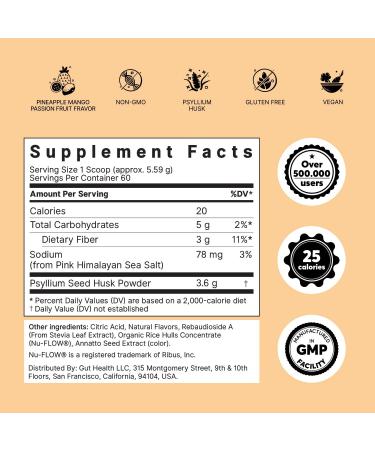 ColonBroom Tropical Fruits Psyllium Husk Powder Colon Cleanser - Vegan & Gluten-Free Fiber Supplement for Constipation & Bloating Relief - 60 Servings - Buy Online on GoSupps.com