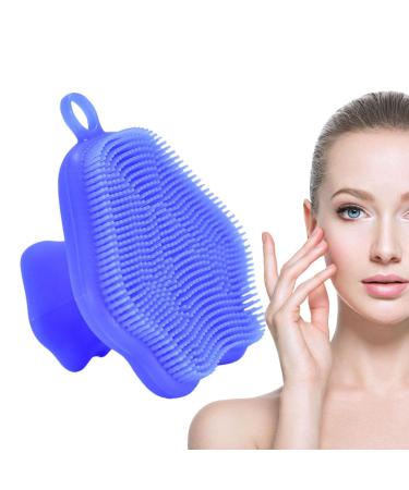 Silicone Face Scrubber - Handheld Facial Scrubber Exfoliateing Face Wash Brush | Facial Cleansing Brush Face Wash Brush Face Exfoliator Brush Silicone Face Scrub for Sensitive Skin Qmisify Blue