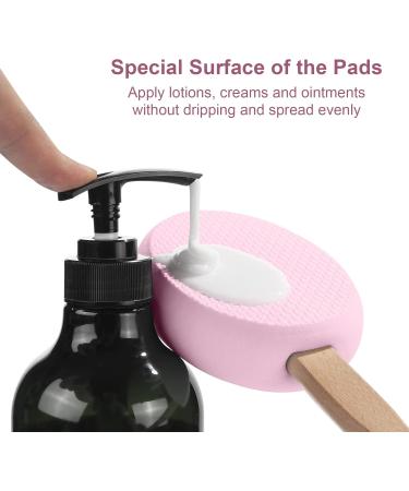 AmazerBath Lotion Applicator for Back Feet 4 Replaceable Pads with 1 Long Handled Back Sunscreen Applicator for Elderly Women Apply Cream Medicine Skin Cream Moisturizer Sunscreen Tanner Pink - Buy Online on GoSupps.com