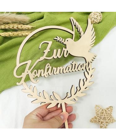 Wooden Confirmation Cake Topper - Elegant Confirmation Decoration for Young Girls - Buy Online on GoSupps.com
