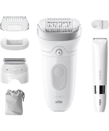 Braun Silk- pil 7 Epilator with Wide Head for Easy Hair Removal Wet & Dry Lasting Smooth Skin with Lady Shaver Head & Trimmer Comb Body Mini Shaver 7-441 White/Silver SE7-441 - Buy Online on GoSupps.com