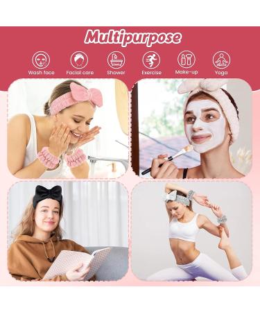 Microfiber Women's Headbands and Wristband Set for Face Washing and Makeup - Soft, Stretchy, and Durable - 9 PCS (Beige Pink White) - Buy Online on GoSupps.com