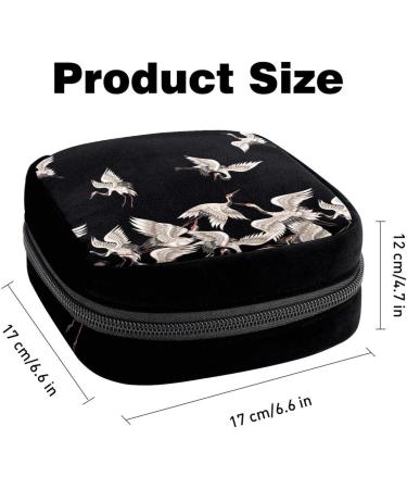 Menstruation Pad Bag Zip - Stylish Tampon Collecting Bags for Women & Girls - Japanese White Cranes Design - Buy Online on GoSupps.com
