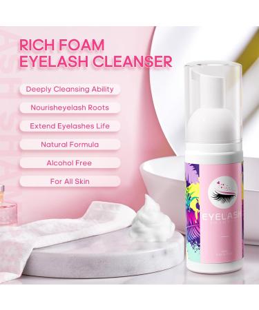 Buqikma Lash Cleaning Kit - Eyelash Extension Cleanser 60ML Lash Shampoo & Rechargeable Fan Dryer | Ultimate Lash Care & Makeup Cleansing in Pink - Buy Online on GoSupps.com