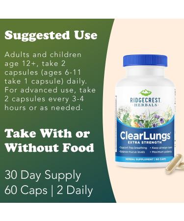 RidgeCrest Herbals ClearLungs Extra Strength - 60 Capsules - Buy Online on GoSupps.com