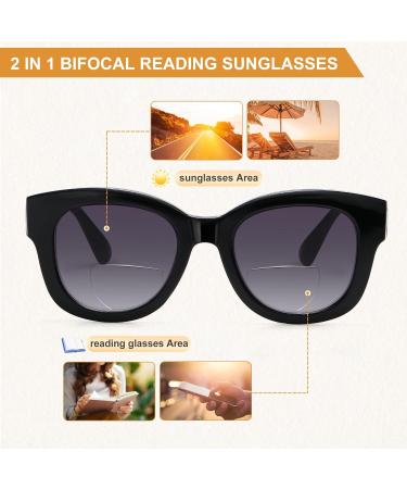 Eyeguard Oversized Bifocal Reading Glasses for Women - UV400 Protection Stylish Sunglasses Readers Black/Brown 2 Pieces 2.5x Magnification - Buy Online on GoSupps.com