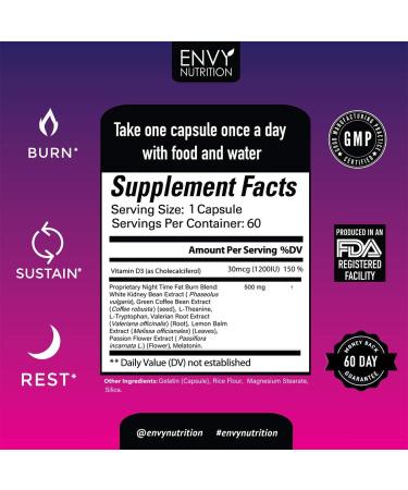 Night Time Fat Burner | Carb Blocker, Metabolism Booster & Appetite Suppressant for Weight Loss | Green Coffee Bean & White Kidney Bean Extract | 60 Capsules - Buy Online on GoSupps.com