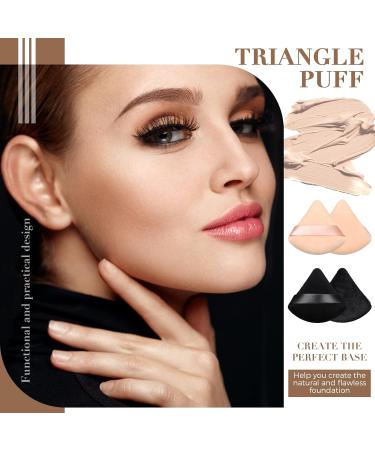 Triangle Makeup Sponge Set - 4 Pcs Cosmetics Face Powder Puff for Foundation - Soft Velvet Body Cushion Pads in Black Nude - Buy Online on GoSupps.com