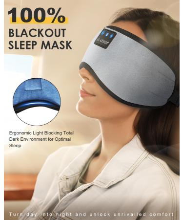 LC-dolida Bluetooth Sleep Headphones - 10-14 Hours Playtime - 100% Blackout Eye Cover for Sleeping - Zero Pressure Eye Mask - Grey - Buy Online on GoSupps.com