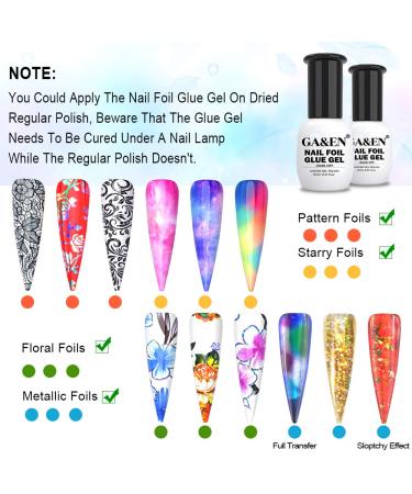 Nail Foil Glue Gel 15ml x 2 Bottles - Strong Adhesion for Art Stickers, Soak Off LED Lamp Required - DIY Manicure with Gift Box - Buy Online on GoSupps.com