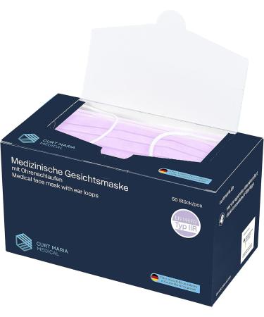 Dustpirate Curt Maria Medical Face Masks - 50 Pack 3-Layer Lilac 100% Made in Germany Surgical Mouth Protection - International Shipping Available - Buy Online on GoSupps.com