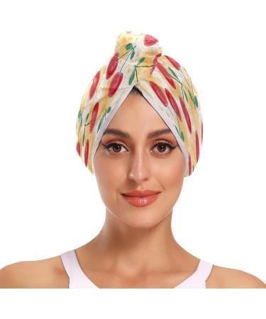 Watercolor Cherry Dry Hair Cap - Quick Drying Towel Set with Button Headband | Super Absorbent & Soft - Buy Online on GoSupps.com