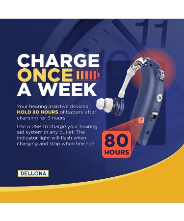 Dellona Rechargeable Hearing Aids for Seniors - Severe Hearing Loss, Ear Hook Design, Noise Cancelling - Amplifiers for Senior Citizens - Buy Online on GoSupps.com
