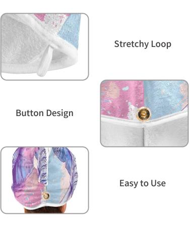 Watercolor Elephant Hair Towel Set - Super Absorbent Quick Dry Hair Turbans for Women & Girls - 2 Pack - Buy Online on GoSupps.com