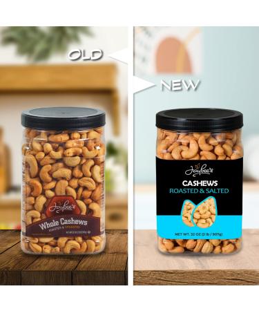 Jaybee's Nuts Roasted Salted Cashews 32 oz Reusable Container - Whole Similar to Organic, Everyday Healthy Snack for Keto Diet, Vegan, Great for Cooking, Baking, Salads - Kosher Certified - Buy Online on GoSupps.com