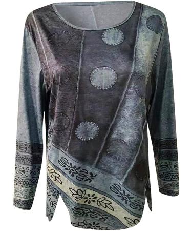 Trendy Vintage Tie Dye Long Sleeve Shirt for Women - Oversize Loose Fit Irregular Hem Pullover Top - Buy Online on GoSupps.com