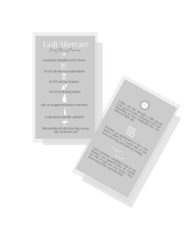 Lash Extension Aftercare Instructions Cards | 50 Pack | Double Sided Size 3.5 x 2 inches After Care (2-3 Week Fillers) | Gray with White Design