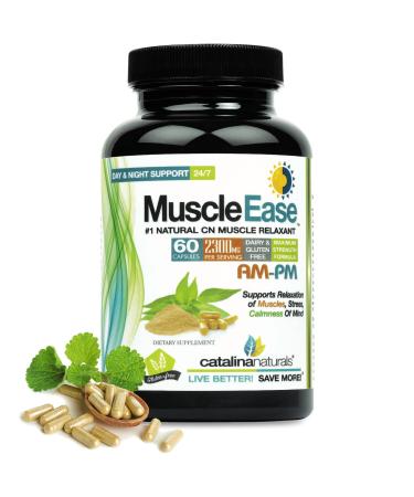 Catalina Naturals Muscle Ease Day or Night Relaxant 2300mg Maximum Strength with Magnesium Glycinate - Gluten Free  60 Capsules