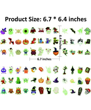 Glow in The Dark Halloween Temporary Tattoos for Kids - 144 Pcs, 72 Designs - Waterproof Cartoon Stickers for Boys and Girls - Luminous Fake Tattoos for Trick or Treat Parties - Buy Online on GoSupps.com