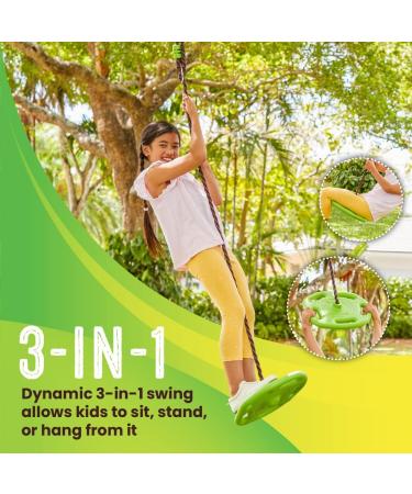Swurfer Disco Tree Swing - Heavy Duty Outdoor Swing Set for Kids | Easy Installation, Adjustable Climbing Rope | Weather Resistant - Up to 200lbs - Buy Online on GoSupps.com