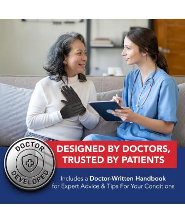 Doctor Developed Grey Arthritis Compression Gloves with Handbook - Joint Conditions, Raynauds Disease, Carpal Tunnel (S) - Buy Online on GoSupps.com
