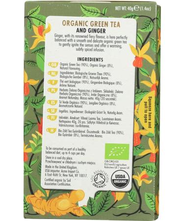 HEATH & HEATHER Organic Green Tea & Ginger | 20 Tea Bags | Natural Wellness - Buy Online on GoSupps.com