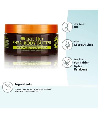 Tree Hut Coconut Lime Shea Body Butter 7oz | Intense Hydrating 24-Hour Moisturizer - Buy Online on GoSupps.com