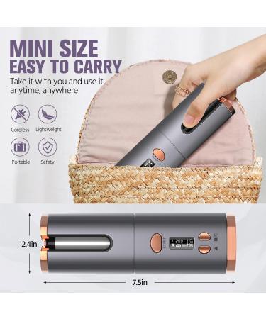 USB Rechargeable Cordless Hair Curler with LCD Display - Portable Automatic Curling Wand for Home and Travel - Silver - Buy Online on GoSupps.com