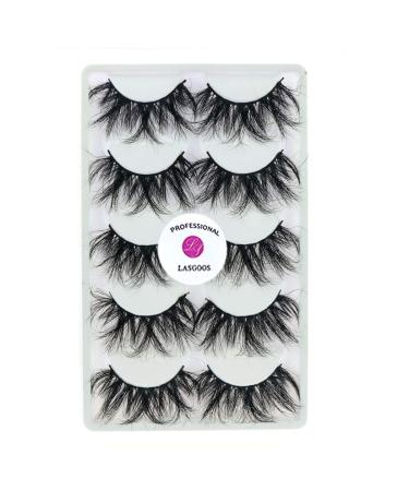 3D Mink 25mm False Eyelashes - LASGOOS Luxurious Soft & Thick Eyelashes for Weddings & Parties - 5 Pairs - Buy Online on GoSupps.com