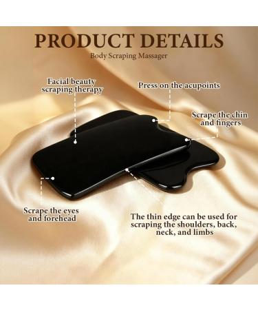 2PCS Black Gua Sha Massage Board- Square Buffalo Horn Material Scrapping Beauty Roller Skin Facial Therapy Beauty Tool for Personal Care - Buy Online on GoSupps.com