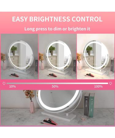 Saint Kang 360 Degree Rotation LED Lighted Makeup Mirror - Touch Screen Dimmable, 3 Color Lights (White) - Buy Online on GoSupps.com