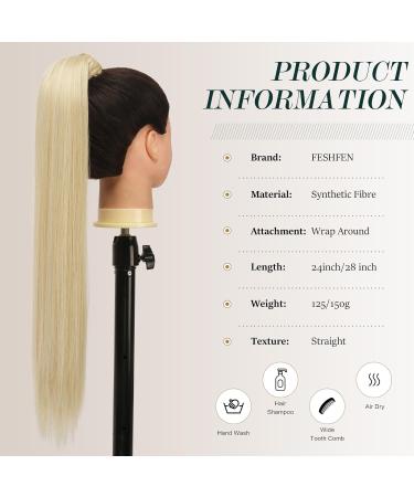 Buy Honey Blonde Mixed Platinum Blonde 60 cm Synthetic Ponytail Braid Hair Extensions for Women & Girls - Long Smooth Style - Buy Online on GoSupps.com