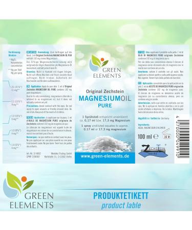 Zechstein Magnesium Oil PUR - 100ml Natural Brine Spray for Muscle Relief & Relaxation | International Shipping Available - Buy Online on GoSupps.com