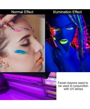 6PCS Saturey Glow Black Light Face & Body Paint Crayons - Neon Glow Makeup for Parties, Mardi Gras & Christmas - Buy Online on GoSupps.com