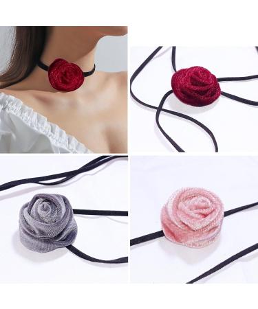 Buy OralGos Stylish Rose Pendant Necklace - Colorful Floral Velvet Chain | Fashion Jewelry for Every Occasion - Buy Online on GoSupps.com