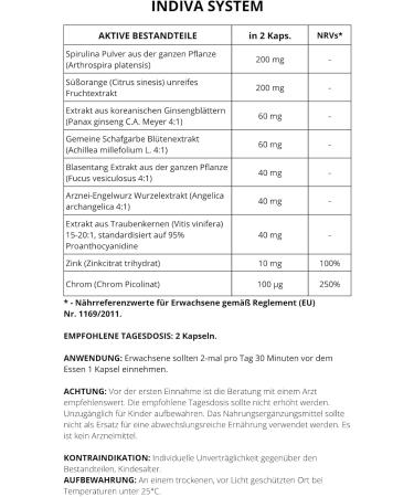 Indiva System Food Supplement 30 Capsules Spirulina and Caffeine - Buy Online on GoSupps.com