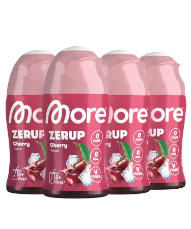 More Zerup Cherry 4 x 65 ml for up to 32 l finished drink sugar -free syrup with real fructure extracts vegan zero calories - made in germany 4 x cherry